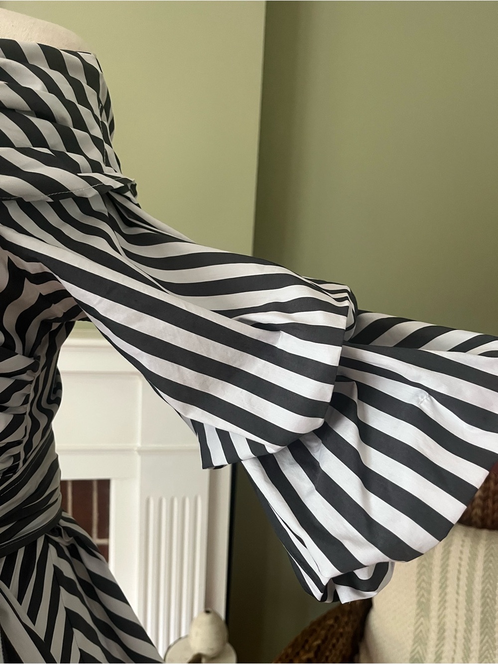 ELOQUII Striped Wrap Peplum Top | Off-the-Shoulder Bardot Neckline | Size 20 - Picture 3 of 8